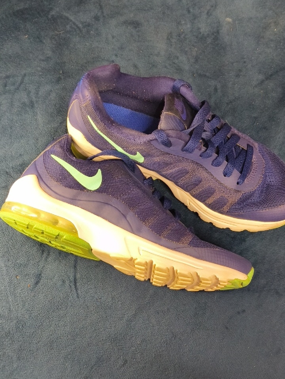Nike Purple Green Air Max-Style Athletic Shoes